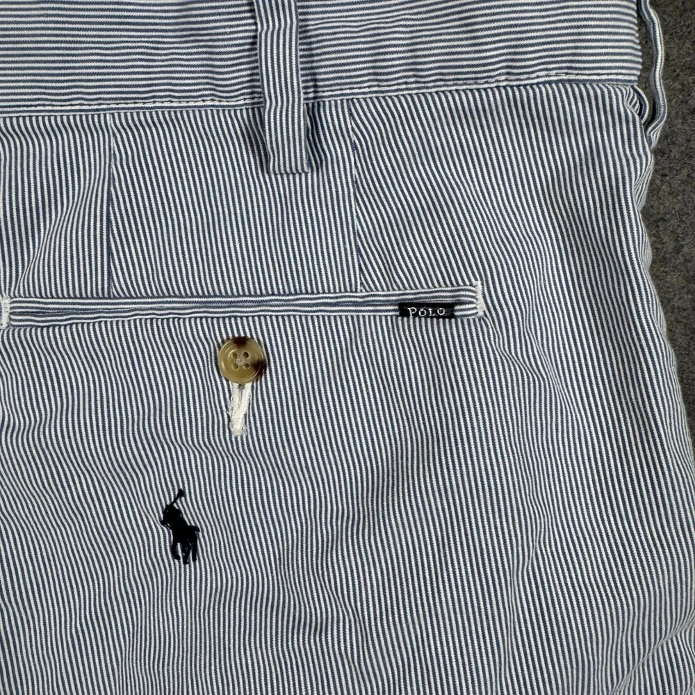 Polo Ralph Lauren Shorts Mens 38 Blue Seersucker Striped All Over Pony Logo